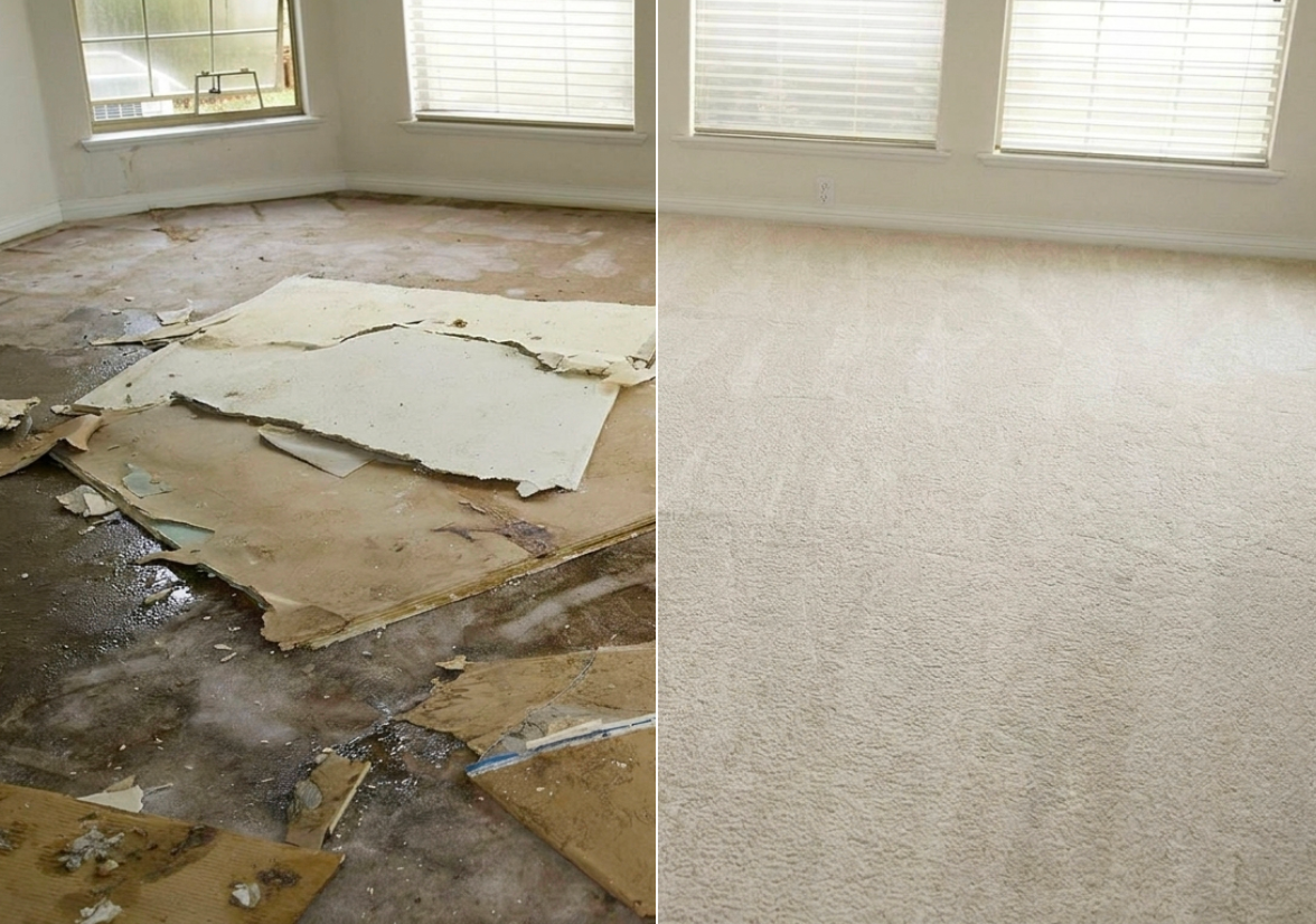 Water-damaged floor requiring restoration
